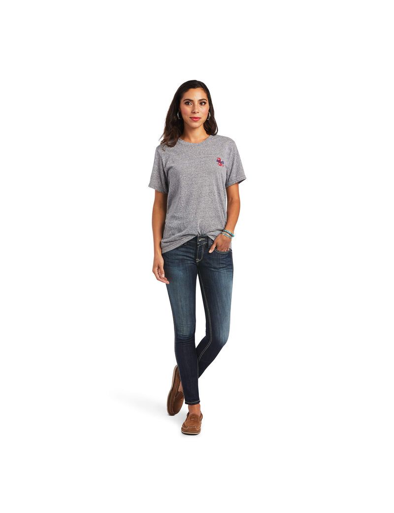 Hauts Ariat Singing the Blues Tee Grise Femme | YQV-97203547