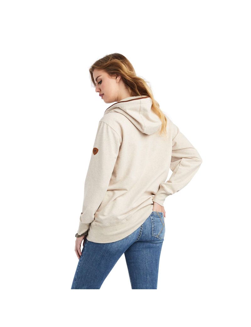 Sweat à Capuche Ariat REAL Elevated Beige Femme | NFU-85037220