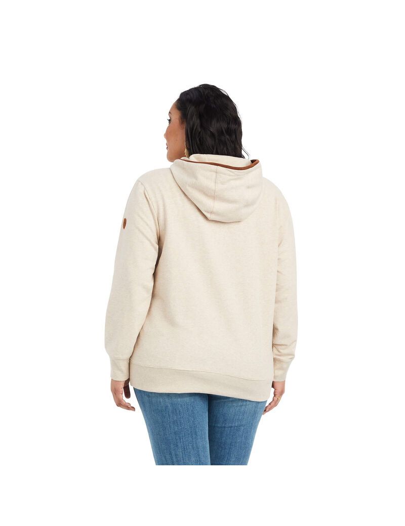 Sweat à Capuche Ariat REAL Elevated Beige Femme | NFU-85037220