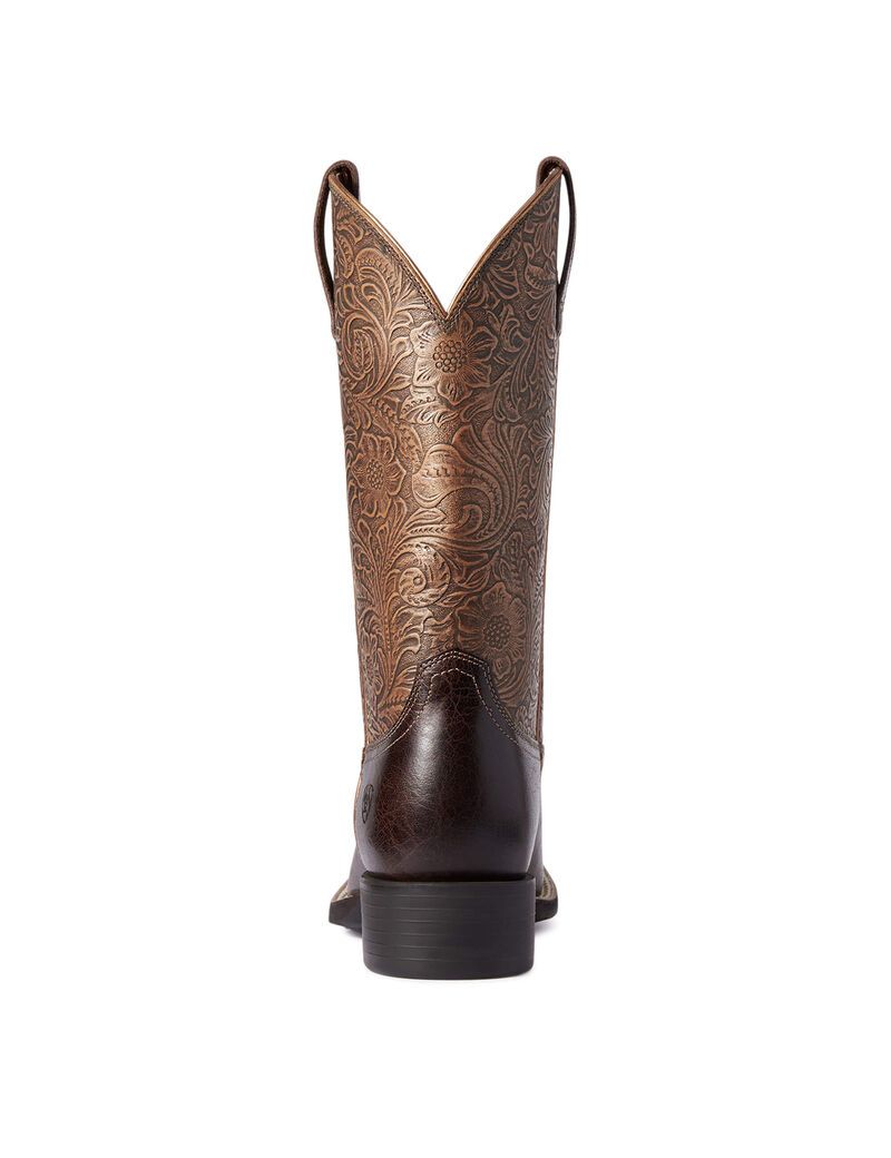 Bottes Western Ariat Round Up Larges Square Embout Marron Femme | GEN-92026117