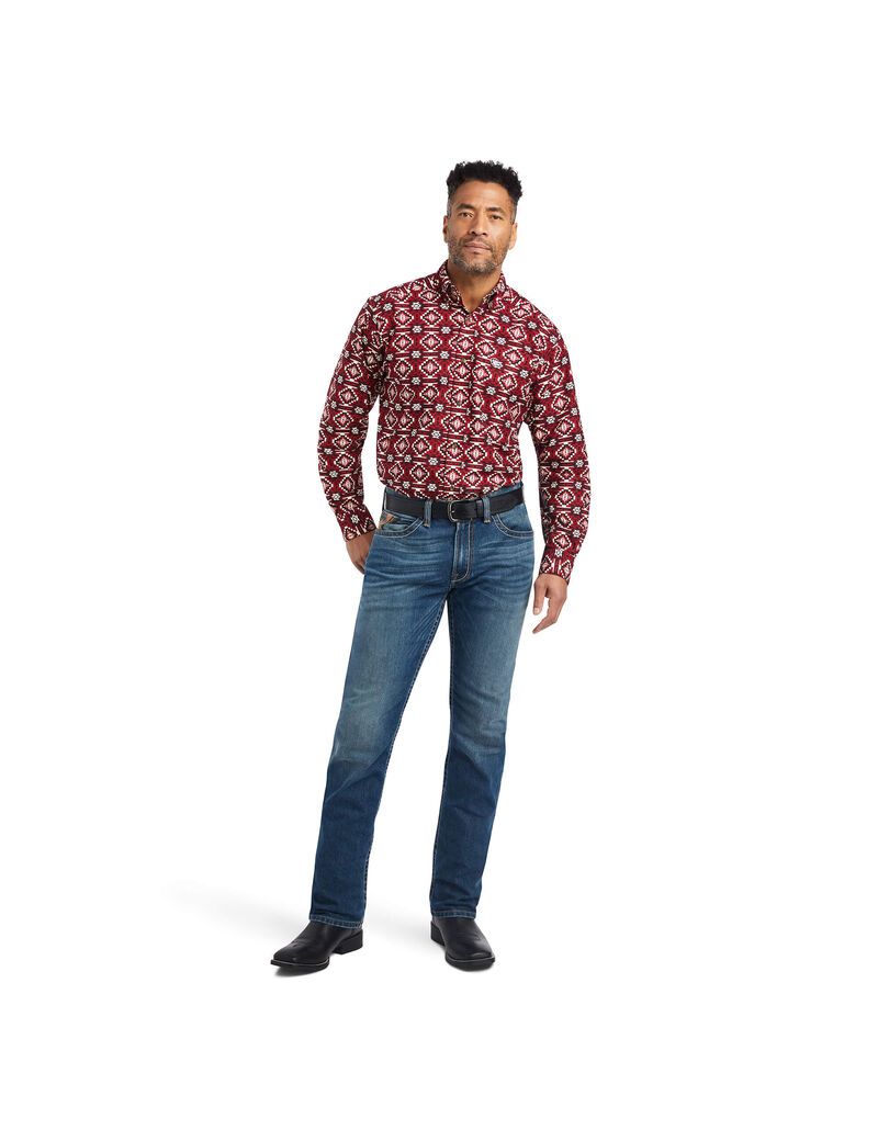 Chemises De Costume Ariat Wylie Classiche Fit Rouge Homme | HIU-16789005