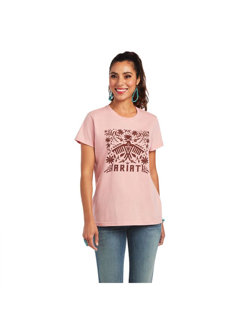 Hauts Ariat REAL Relaxed Fiesta Logo Tee Rose Femme | BBA-17676939