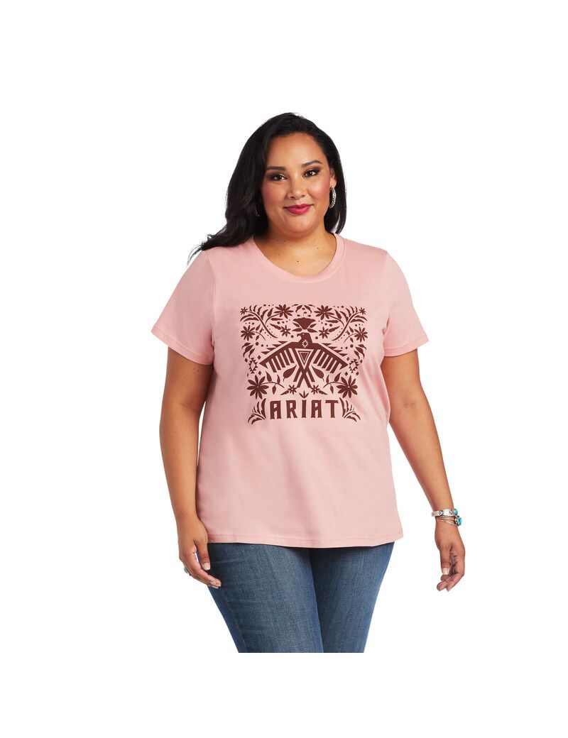 Hauts Ariat REAL Relaxed Fiesta Logo Tee Rose Femme | BBA-17676939