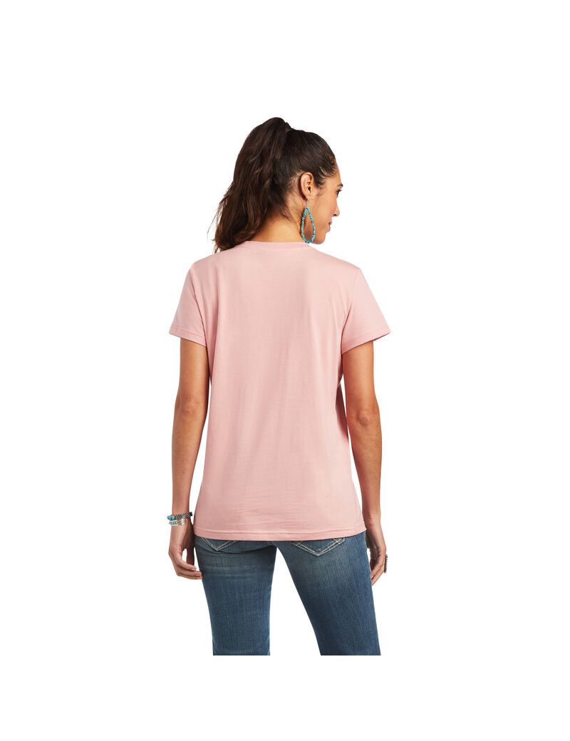 Hauts Ariat REAL Relaxed Fiesta Logo Tee Rose Femme | BBA-17676939