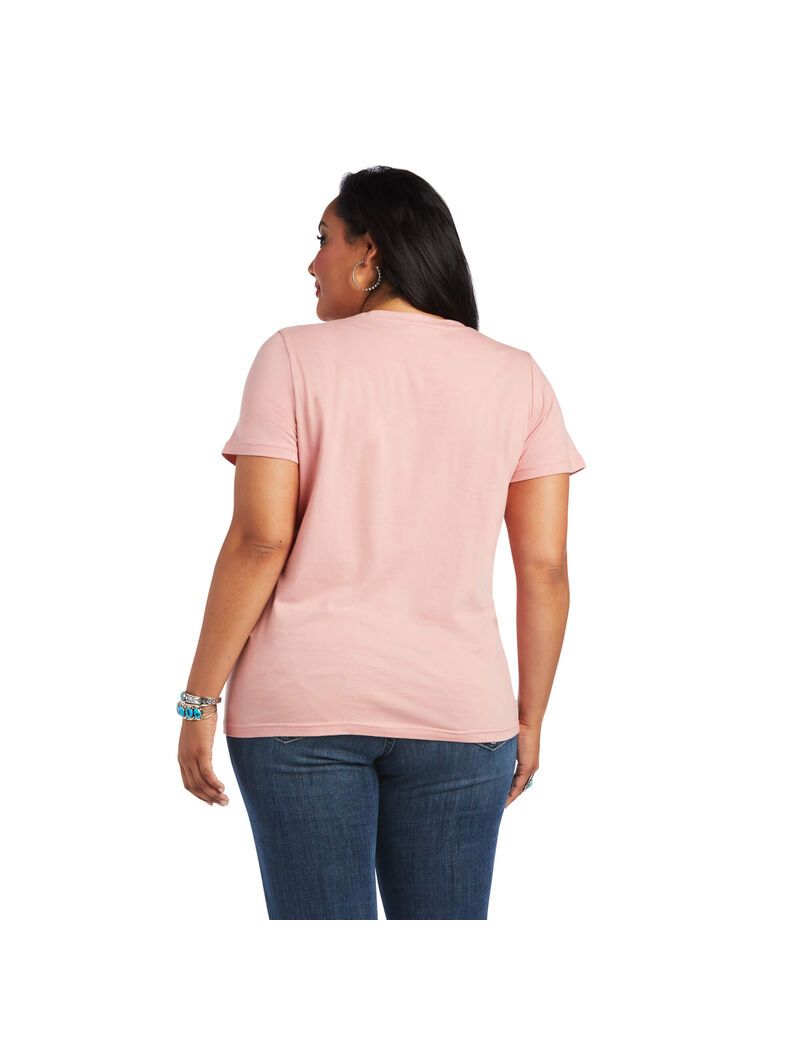 Hauts Ariat REAL Relaxed Fiesta Logo Tee Rose Femme | BBA-17676939