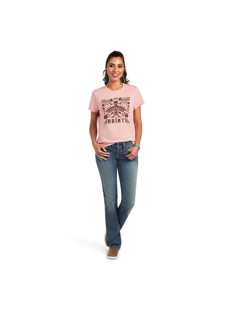 Hauts Ariat REAL Relaxed Fiesta Logo Tee Rose Femme | BBA-17676939