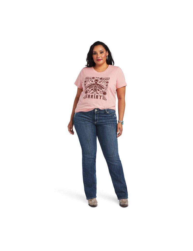 Hauts Ariat REAL Relaxed Fiesta Logo Tee Rose Femme | BBA-17676939