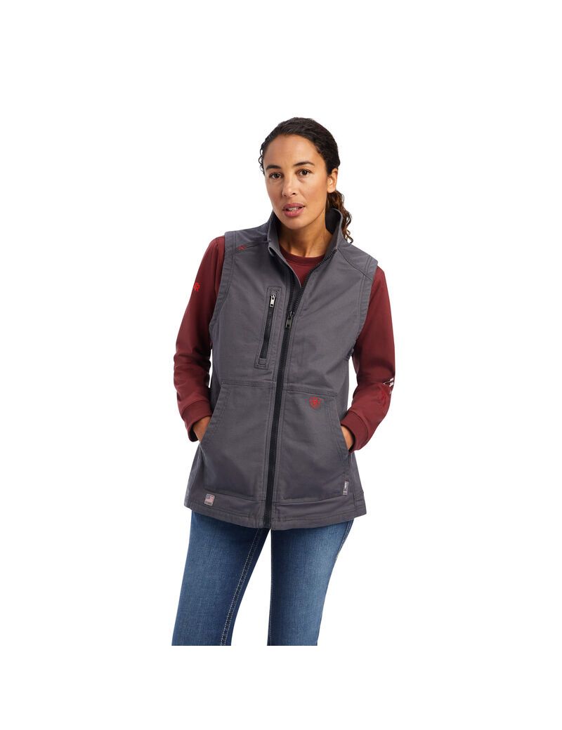 Gilet Ariat FR DuraLight Stretch Tela Grise Femme | FMK-71517167