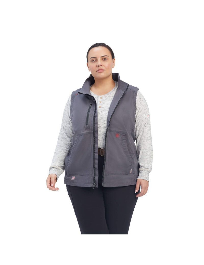 Gilet Ariat FR DuraLight Stretch Tela Grise Femme | FMK-71517167