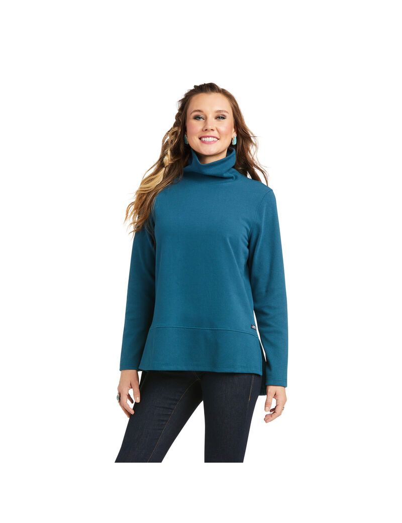 Chandails Ariat REAL Funnel Turquoise Femme | SYH-05421050