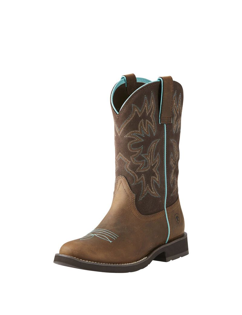 Bottes Western Ariat Delilah Round Embout Marron Femme | NUH-34847175