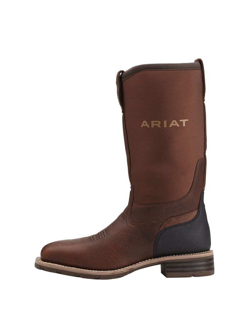 Bottes Imperméables Ariat Hybride All Weather Steel Embout Travail Marron Homme | MOV-18214782