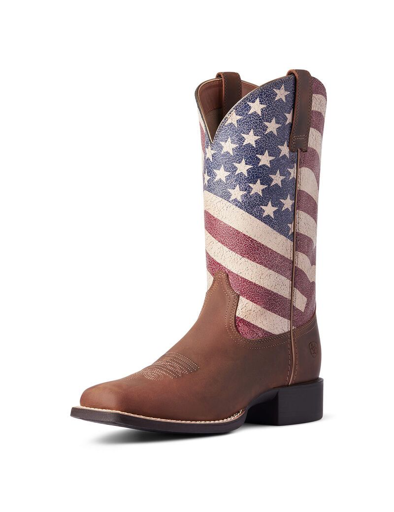 Bottes Western Ariat Round Up Patriot Marron Femme | VLA-06456296