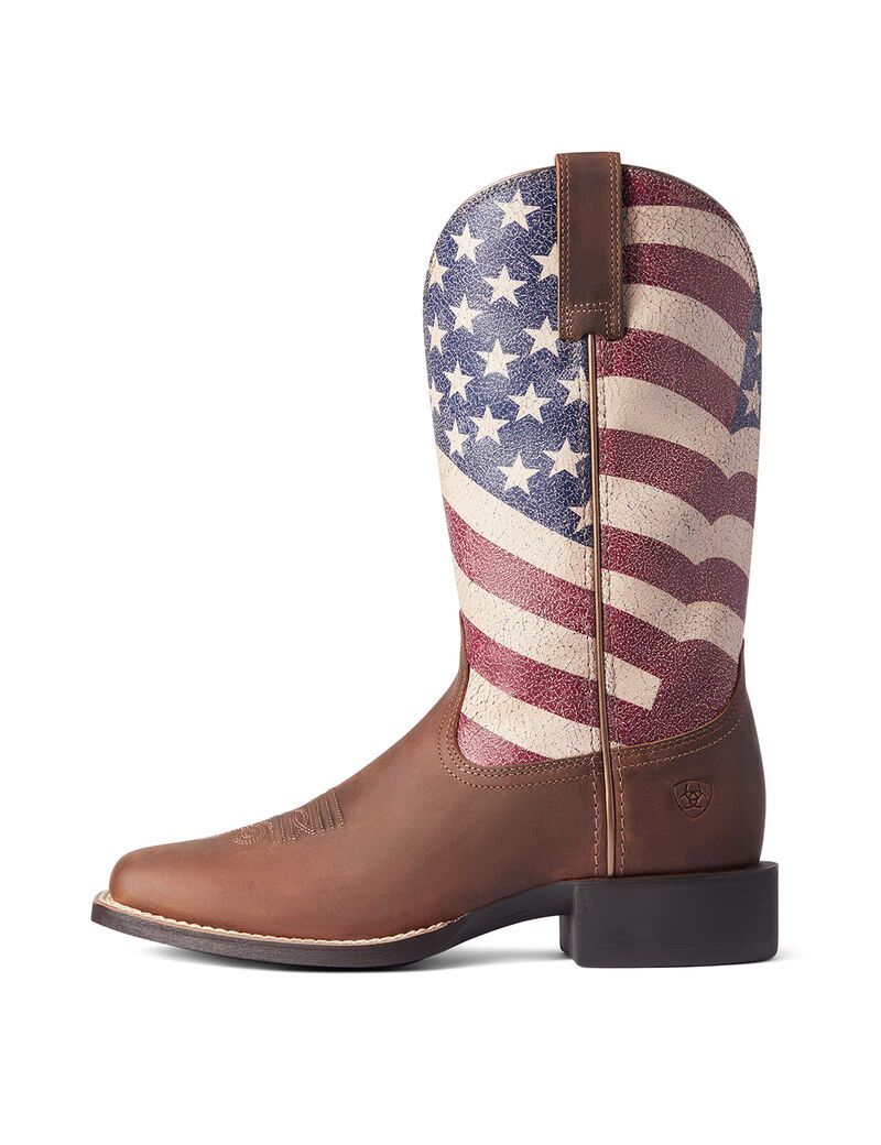 Bottes Western Ariat Round Up Patriot Marron Femme | VLA-06456296