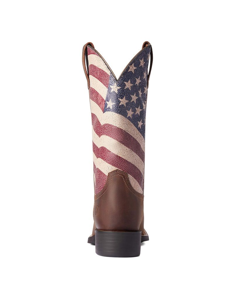 Bottes Western Ariat Round Up Patriot Marron Femme | VLA-06456296