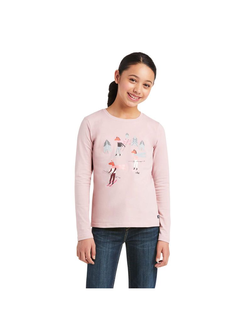 Chemises Ariat Powder Ponies Grise Rose Enfant | EEA-46157238