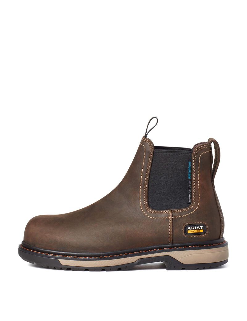 Bottes de Travail Ariat Riveter Chelsea CSA Imperméables Composite Embout Marron Foncé Femme | EAF-57261643