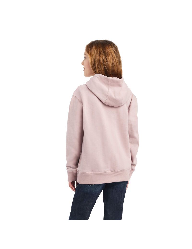 Sweat à Capuche Ariat REAL Glitter Logo Rose Enfant | JOH-71225640