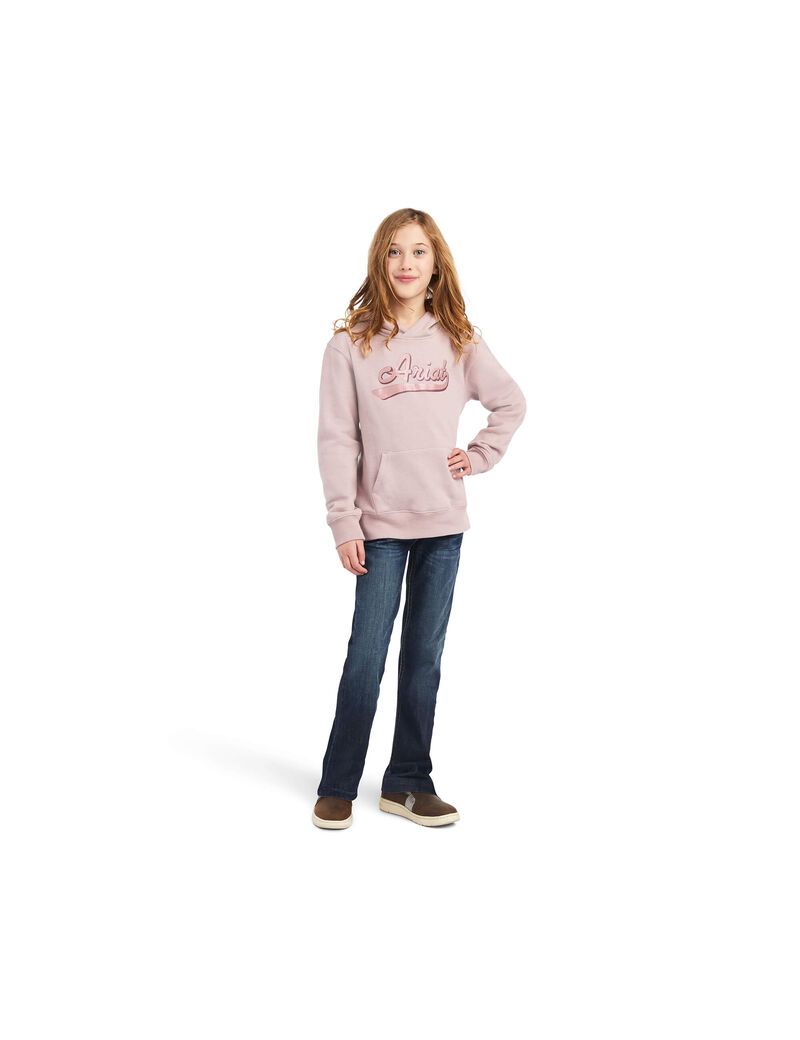 Sweat à Capuche Ariat REAL Glitter Logo Rose Enfant | JOH-71225640