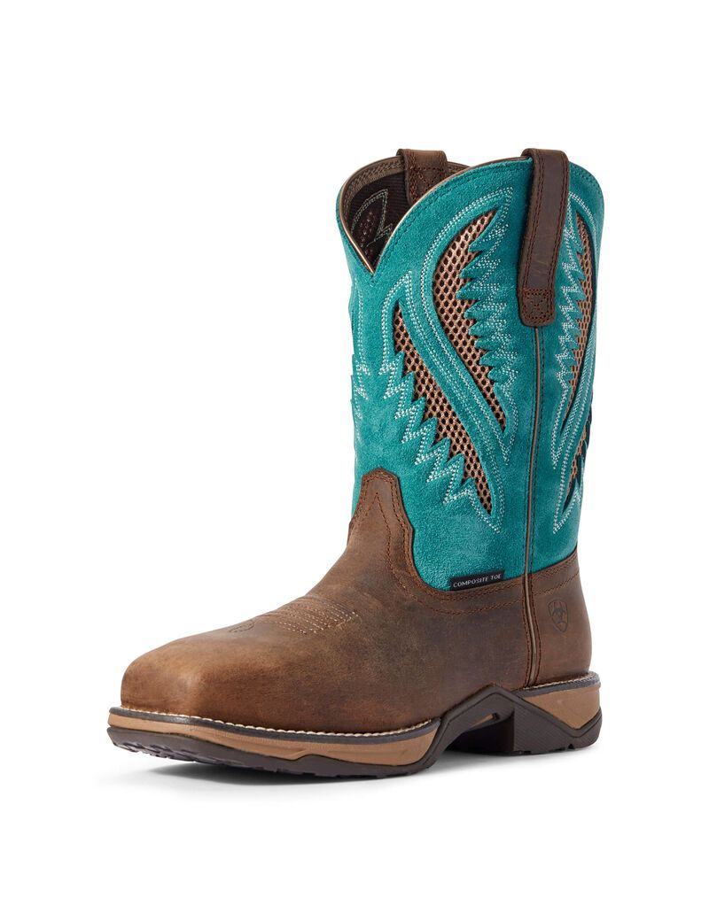 Bottes Western Ariat Anthem Venttek Composite Embout Travail Bleu Royal Chocolat Femme | KNA-66792837