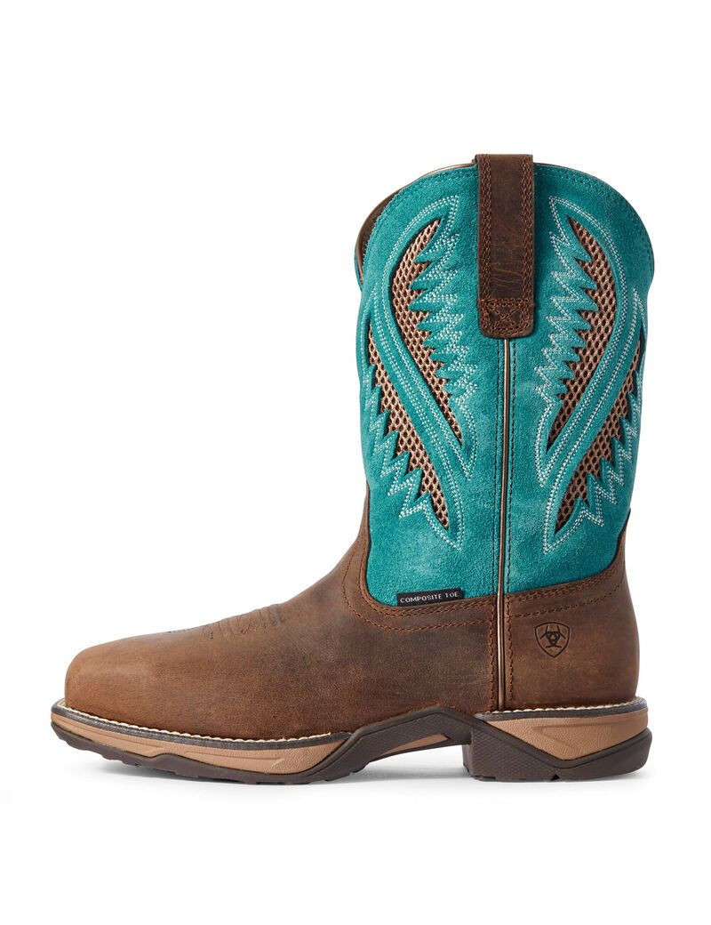 Bottes Western Ariat Anthem Venttek Composite Embout Travail Bleu Royal Chocolat Femme | KNA-66792837