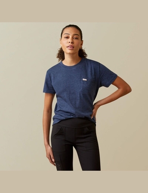 Vêtements De Travail Ariat Rebar Coton Strong T Shirts Bleu Marine Femme | WLO-76128918