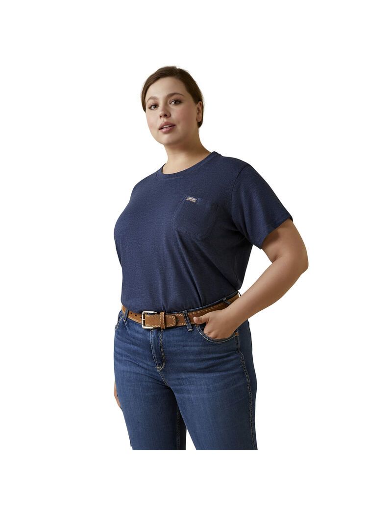 Vêtements De Travail Ariat Rebar Coton Strong T Shirts Bleu Marine Femme | WLO-76128918