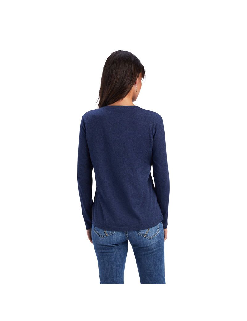 Hauts Ariat REAL Chest Logo Relaxed Tee Bleu Marine Femme | KVN-88949314