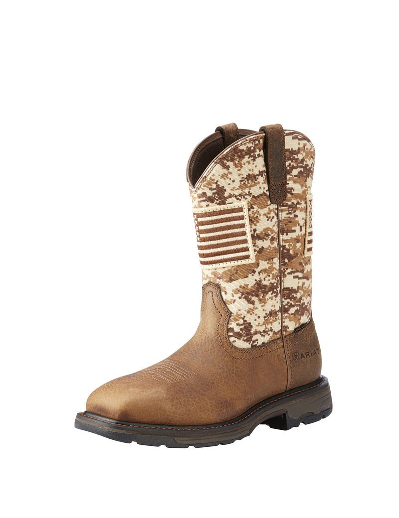 Bottes de Travail Ariat WorkHog Patriot Steel Embout Marron Camouflage Homme | XZP-46842225