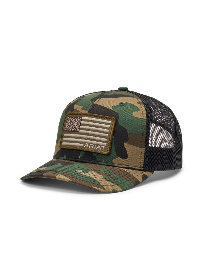 Casquettes Ariat Flag Patch Camouflage Homme | UUV-75214570