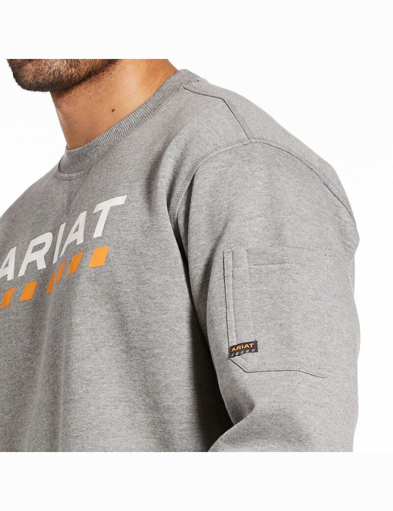 Sweats Ariat Rebar Workman Logo Grise Homme | BDB-23069460