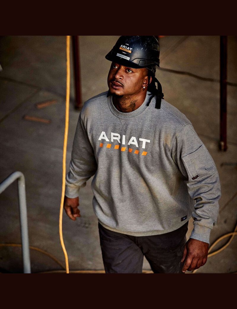 Sweats Ariat Rebar Workman Logo Grise Homme | BDB-23069460