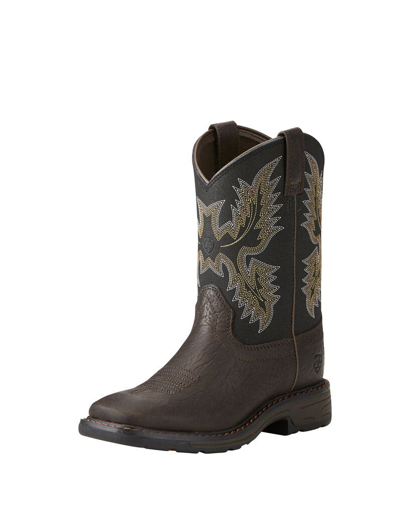 Bottes Western Ariat Workhog Larges Square Embout Marron Enfant | EFH-46700974