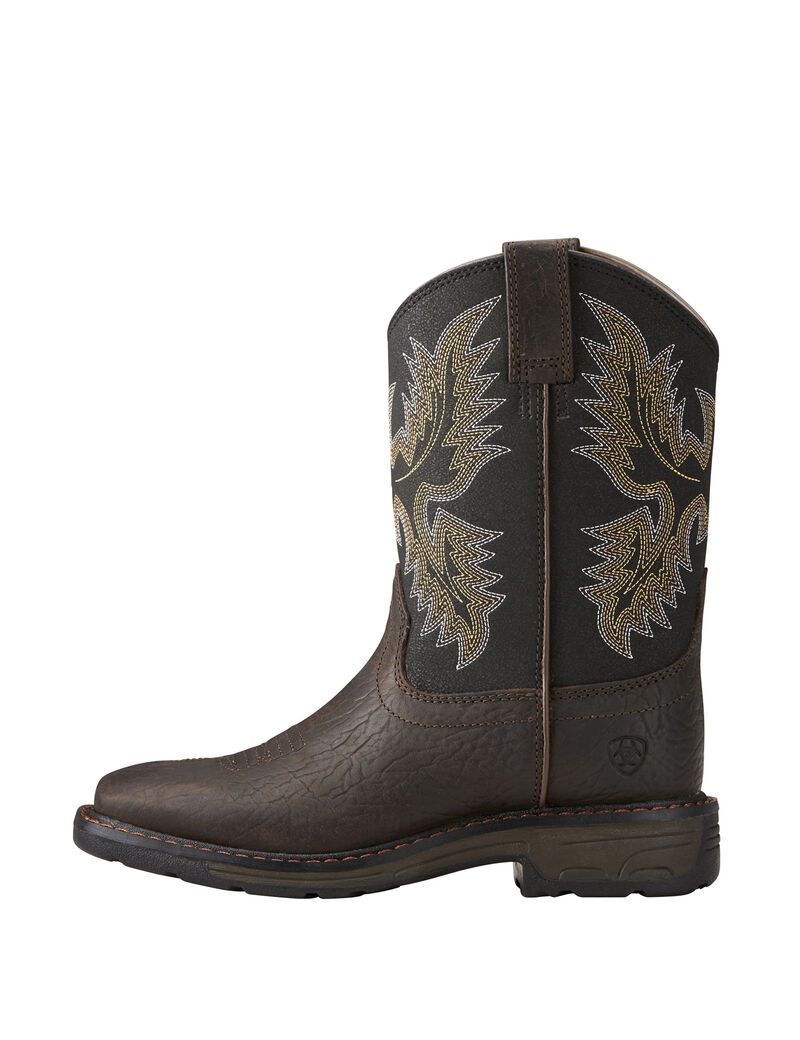 Bottes Western Ariat Workhog Larges Square Embout Marron Enfant | EFH-46700974