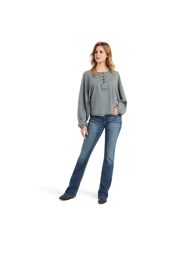 Hauts Ariat Pinon Henley Bleu Marine Femme | SHV-77083086