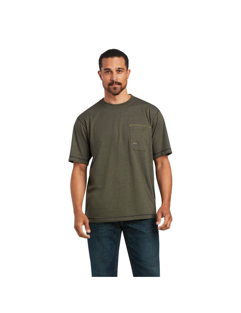 Vêtements De Travail Ariat Rebar Workman Reflective Flag T Shirts Vert Olive Homme | VYS-86009773