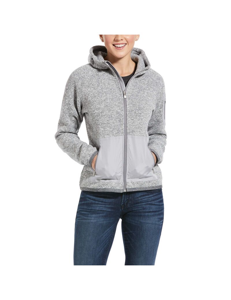 Sweat à Capuche Ariat Polartec Flou Full Zip Grise Femme | YEH-00199031