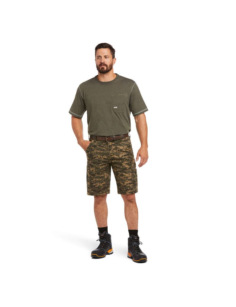 Shorts Ariat Rebar DuraStretch Made Tough Cargo Vert Olive Camouflage Homme | PQP-06196358