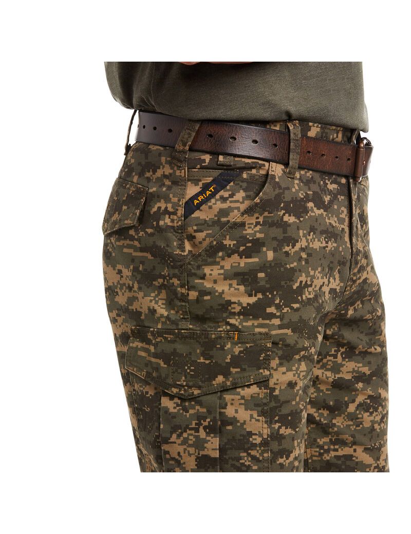 Shorts Ariat Rebar DuraStretch Made Tough Cargo Vert Olive Camouflage Homme | PQP-06196358