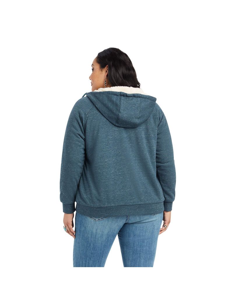 Sweat à Capuche Ariat REAL Sherpa Full Zip Bleu Marine Femme | TEB-41772227