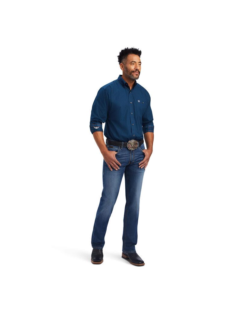 Chemises De Costume Ariat Relentless Skillful Stretch Classiche Fit Bleu Marine Homme | KOH-19977473