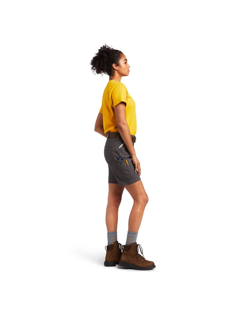 Shorts Ariat Rebar DuraStretch Made Tough Grise Femme | WKM-97639623