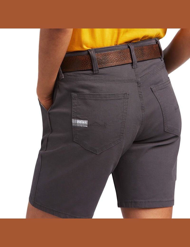 Shorts Ariat Rebar DuraStretch Made Tough Grise Femme | WKM-97639623