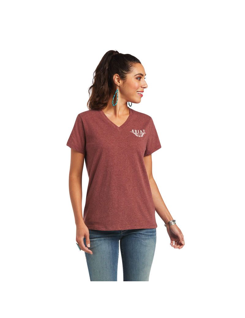 Hauts Ariat REAL Relaxed Longhorn Tee Multicolore Femme | AUB-72924792