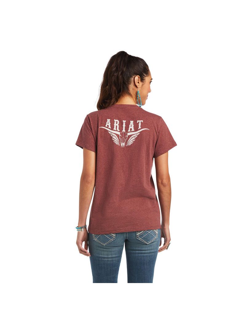 Hauts Ariat REAL Relaxed Longhorn Tee Multicolore Femme | AUB-72924792