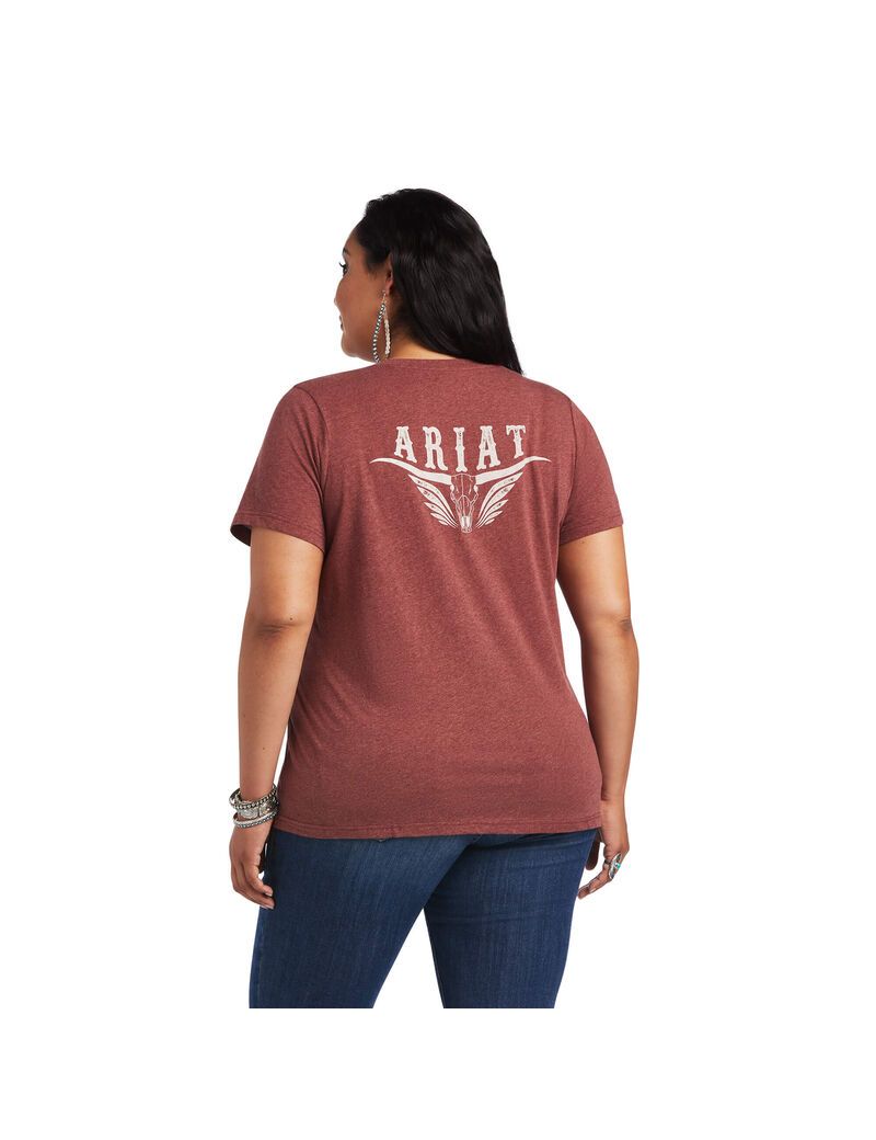 Hauts Ariat REAL Relaxed Longhorn Tee Multicolore Femme | AUB-72924792