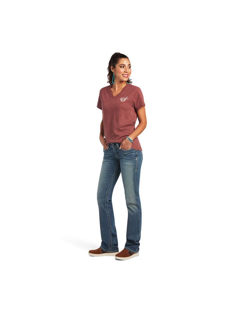 Hauts Ariat REAL Relaxed Longhorn Tee Multicolore Femme | AUB-72924792