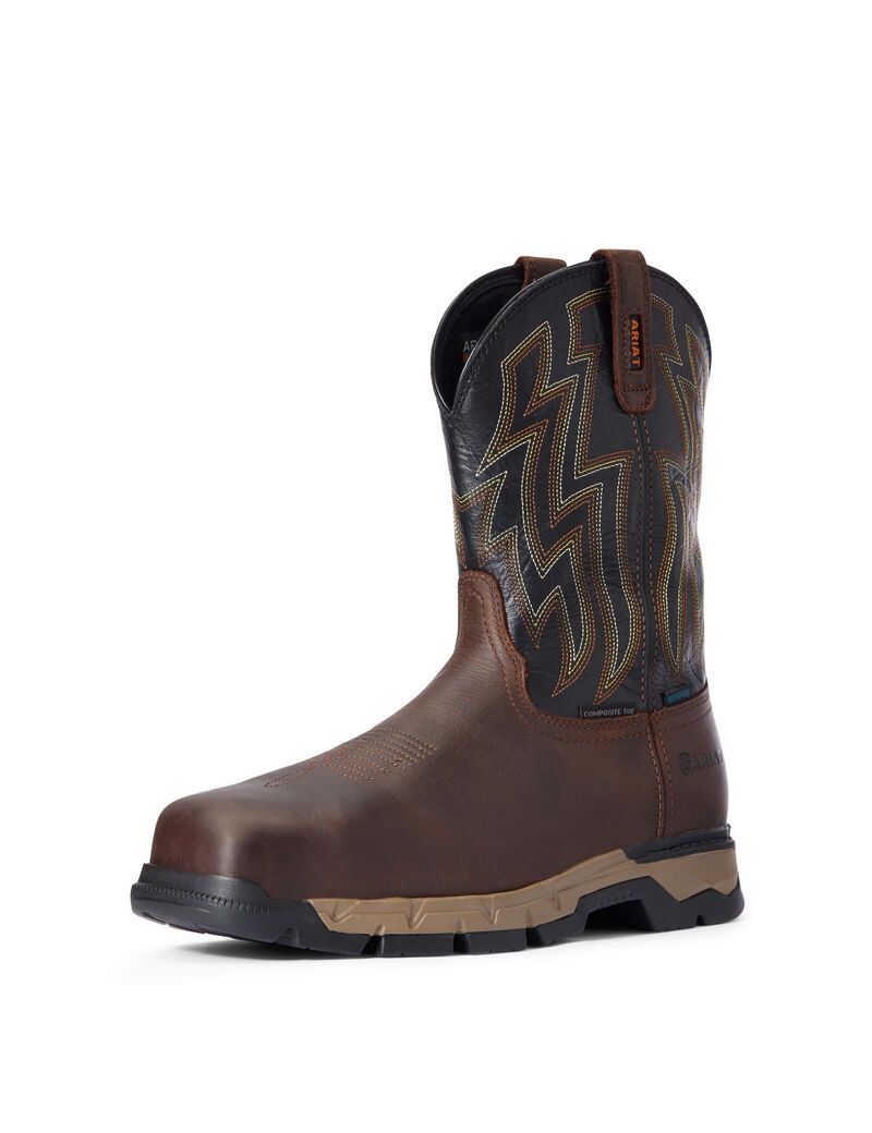 Bottes Imperméables Ariat Rebar Flex Western Composite Embout Travail Marron Foncé Homme | XWU-40402950