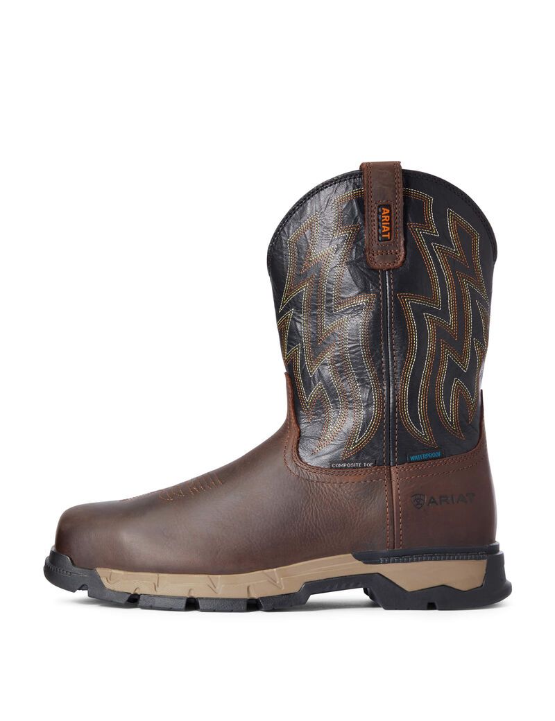 Bottes Imperméables Ariat Rebar Flex Western Composite Embout Travail Marron Foncé Homme | XWU-40402950