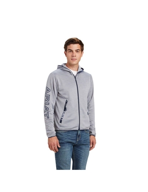 Sweat à Capuche Ariat Byron Full Zip Grise Homme | ANQ-05989608